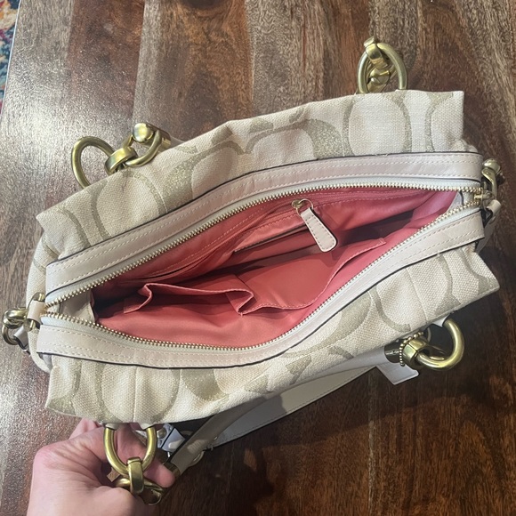 Coach Kristin Signature C Cream/Gold Canvas Satchel - Picture 3 of 8